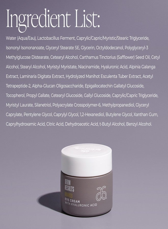 Arbonne DermResults Advanced Eye Cream with Hyaluronic Acid – Hydrating Under Eye Cream – Gentle Formula for All Skin Types 0.5 oz (15 g) - Image 5